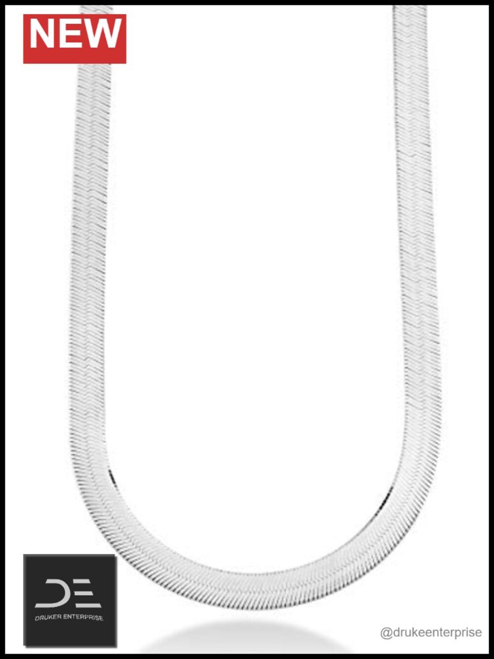 925 Sterling Silver Herringbone Necklace 10mm Unisex Chain 22 Inch